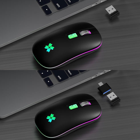 besky Wireless Mouse Rechargeable, Backlit LED Portable Silent Computer Mouse for Laptop, PC, MacBook, Chromebook, Notebook, 2.4G USB Cordless Mou...