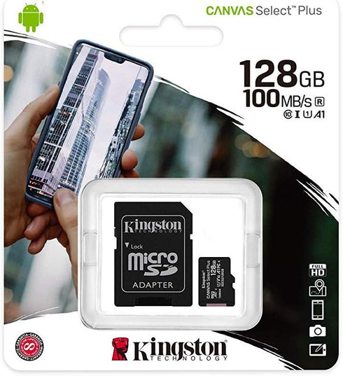 Kingston 128GB microSDXC Canvas Select Plus Class 10 Flash Memory Card SDCS2 Memory...