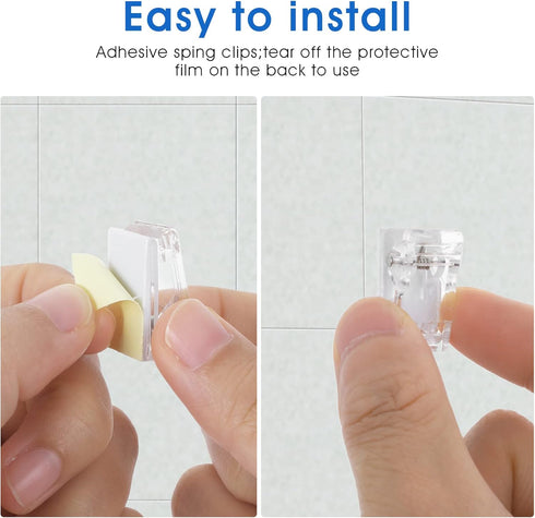 Self-Adhesive Clips, 20 Pcs Tapestry Wall Hanging Clips, Plastic Wall Sticky Poster Photo Paper Hangers Spring Clips for Home Office Applications...