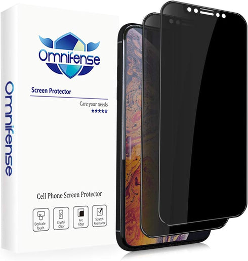 4 Way 360° Privacy Tempered Glass Screen Protector for iPhone 11 Pro/iPhone Xs/iPhone X, Horizontal and Vertical Anti Spy 9H Scratch Resistant Cas...
