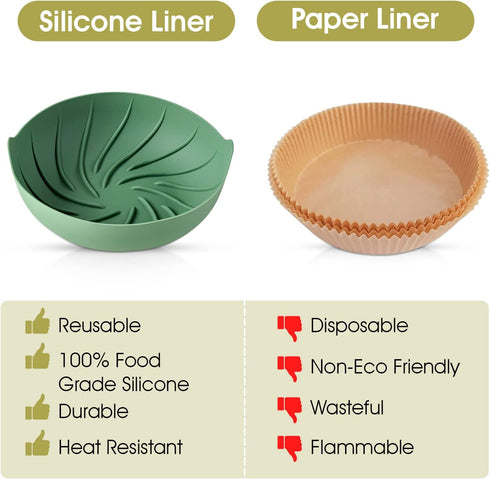 Air Fryer Silicone Liners 2 Pack, Reusable Air Fryer Liner, Food Grade Air Fryer Accessories, Air Fryer Oven Microwave Accessories for 3Qt-5Qt, Mu...
