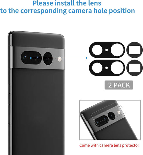 2 Pack Back Rear Camera Lens Glass Replacement for Google Pixel 7 Pro 5G 2022 GP4BC GE2AE with Pre-Installed Adhesive, Include Repair Tool Set+ In...
