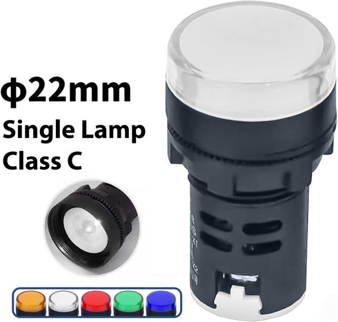 5Pcs Indicator Light AC/DC 24V, 22mm Panel Mount, for Electrical Control Panel, HVAC, DIY Projects White...