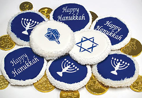 Designer Stencils Jewish Symbols Cookie and Cupcake Stencils, Small, (Dreidel, Star of David, Menorah), Beige/semi-transparent...