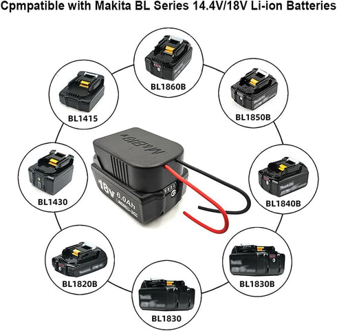 Power Wheels Adaptor for Bosch/Makita 18V 14.4V Battery Power Mount Connector Adapter Dock Holder with 12 awg Wires DIY Power Tools RC Toys Roboti...