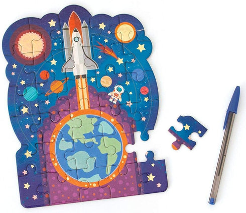 Playhouse Glow in The Dark Blast Off 30-piece Die-Cut Shaped Mini Puzzle for Kids...
