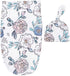 Baby Cocoon Swaddle Blanket Newborn Girl Swaddle and Headband Set Purple Soft Stretchy Flowers Floral Print Wrap Shower Gift (Flowers)...