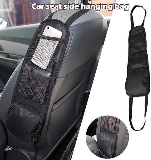 Car Seat Side Organizer, Automobile Seat Storage Hanging Bag, Multi-Pocket Drink Holder, Mesh Pocket Car Seat Phone Holder for Cars/Truck (Black)...