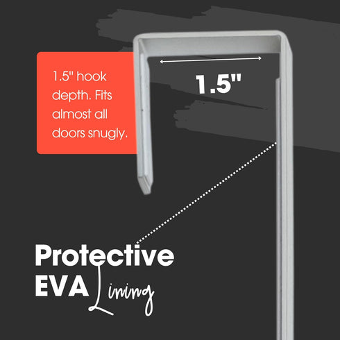 Over-The-Door Mirror Hanger | Adjustable 14.5-inch Door Mirror Hanger Set w Protective Lining | Over the Door Mirror Hooks Perfect Height & Fit- 2...