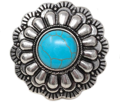 Western Concho Scarf Slide Western Ring 24MM Boho (Turquoise)...