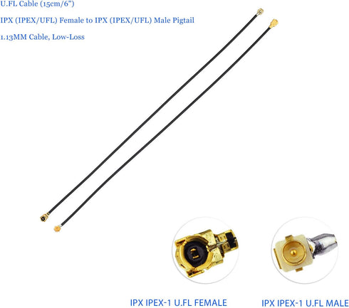 Superbat U.FL Cable (15cm/6") IPX/UFL Female to Male Pigtail Cable 1.13MM Low-Loss U.FL Extension Cable for Bluetooth Antenna WiFi & WiMax Network...