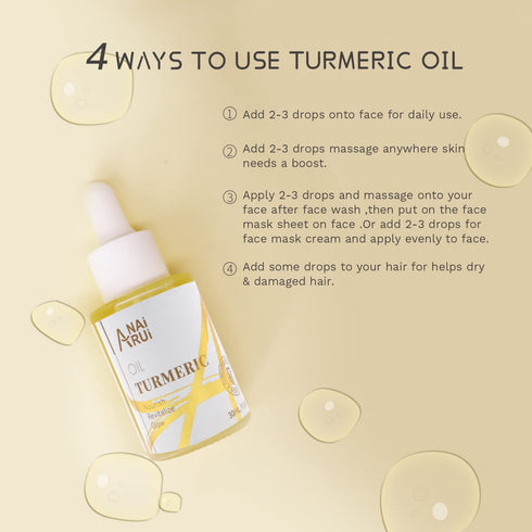 ANAI RUI Turmeric Face Oil, Facial Oils & Serum with Turmeric, Turmeric Skincare Oil for Dry Skin, Wrinkles, Acne, Evens Tone, Moisturizing Face O...