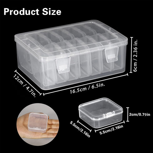 Mathtoxyz Small Bead Organizers, 15 Pieces Plastic Storage Cases Mini Clear Bead Storage Containers Transparent Boxes with Hinged Lid and Rectangl...