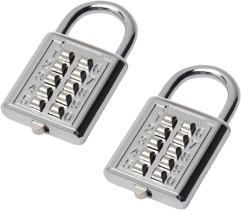 MroMax 2Pcs 10-Digit Combination Padlock Push Button Lock for Locker Gym, Case, Drawer, Toolbox Electric White...