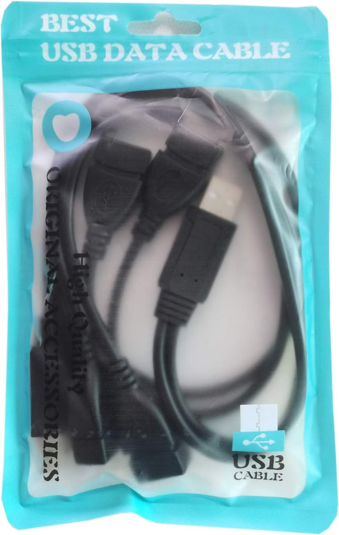 USB 2.0 Adapter, Dual USB Female Jack Y Splitter Charger Cable (2 Pack) for Laptop/Tablet/Smartphone Data Transmission/Charging...