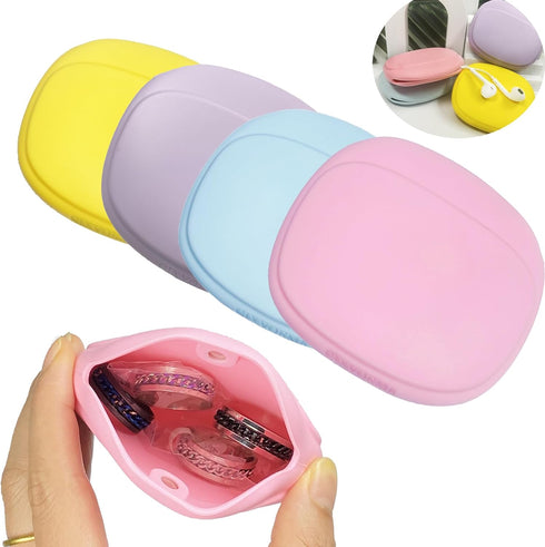 Silicone Headphone Organizer - Data Cable Storage Case - Mini Key Box - Portable Wired Headset Storage Bag (Purple-Yellow-Pink-Blue)...