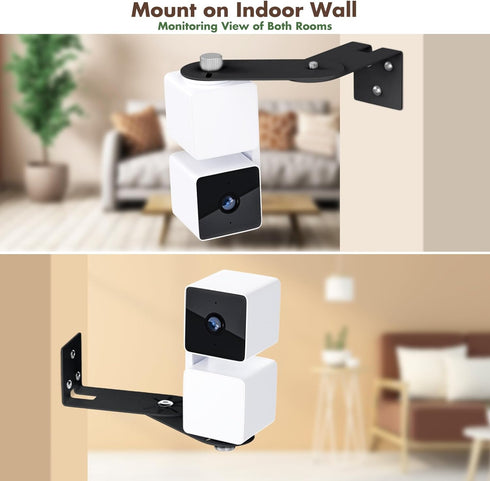 2Pack Corner Wall Mount Bracket for Wyze Cam Pan V3/V2, Wyze Cam V4/V3/V2, Max Cover Both Sides of The House 300 Degrees Reduce Blind Spots, Indoo...