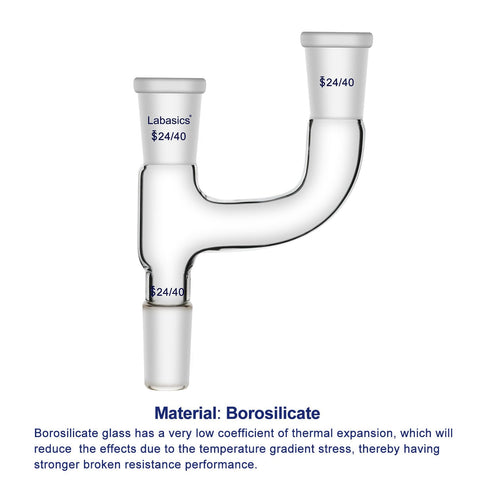 Borosilicate Glass Distillation Adapter, 3 Way Claisen Distilling Adapter with 24/40 Joints Chemistry Apparatus Lab Glassware...