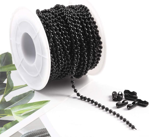 Tiparts 30FT Black Stainless Steel Ball Bead Chains with 20 Pcs Matching Connectors(1 Roll 2.4mm Ball Chains + 20 Connectors)...