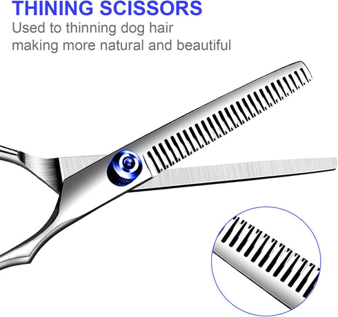 Professional Dog Grooming Scissors Kit, Titanium Coated Dog Scissors for Grooming, 5 in1 Grooming Shears Kit for Dogs Cat Pet At Home...