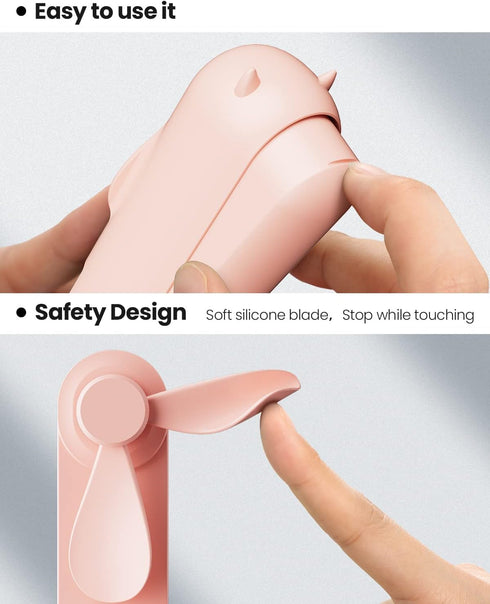 Mini Handheld Fan, 2 in 1 Hand Fan, USB C Rechargeable Fan, Portable Small Pocket Fan, Power Bank 2000mAh Battery for Women Travel/Summer/Outdoor ...