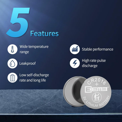 EEMB 10-Pack CR2016 Battery CR2016 3V Lithium Battery Button Coin 2016 Batteries ECR2016 DL2016 LM2016 for Watches, Calculators, Garage Door Opene...