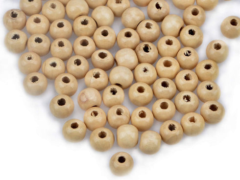 AD Beads Wood Spacer Loose Wooden Craft Beads Big Hole Beads Assorted for Necklace Bracelet Craft Making Decoration (8x10mm 200pcs, Natural Colour...