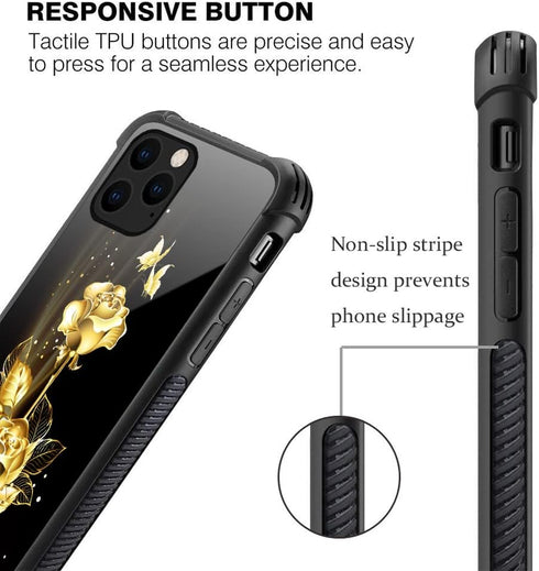 TnXee Case Compatible with iPhone XR Case, Golden Butterfly Rose Flower Case for iPhone XR Cases for Man Women Gifts Pattern Design Case......