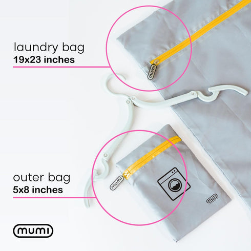 MUMI Travel Laundry Bag – Mesh Laundry Bags for Delicates with Hanger & Pouch | Delicates Bag for Washing Machine | Large Laundry Net Bag for Trav...