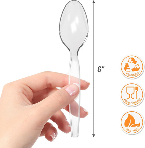 Disposable Plastic Spoons Clear, Pack of 50 Individually Wrapped...