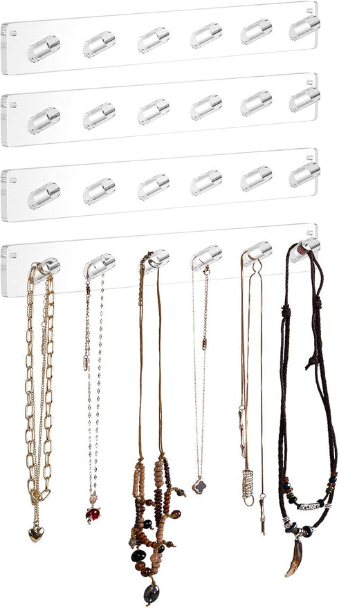 AITEE Necklace Holder, Acrylic Necklace Organizer Wall Mounted with 6 Hooks, for Hanging Necklace, Jewelry, Bangles, Bracelets and Rings, Best Gif...