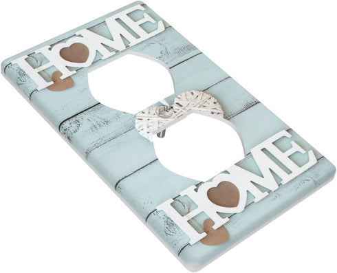 Home Sweet Blue And White Plate Decorative Light Switch Cover 1-Gang Single Duplex Outlet Faceplate for Kitchen Bathroom Bedroom Room Receptacle...