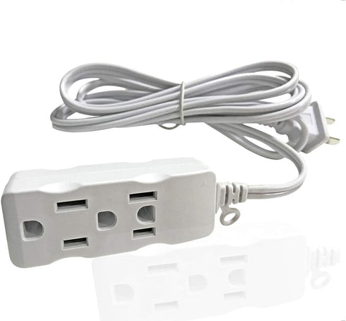 Multi Plug Extender Box 3 Outlet Power Strip,Flat pins Socket,3FT,6Ft,9Ft,15Ft Bulb,TV Long Extension Cord, with 3rd Grounding Pin,White (2.7m/9Ft...