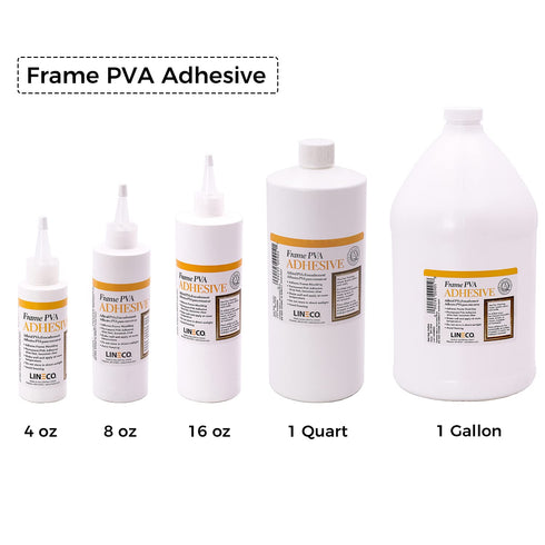 LINECO PVA Adhesive, Picture Frame Glue, Adhere Wood or MDF Frames, Dries Clear Flexible, 8 oz, Ideal for Wood Paper Board Framing Collage Crafts ...