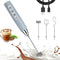 Nahida Cement Gray Milk Frother Wand for Coffee, Frother Handheld Rechargeable Electric Whisk with 3 Heads 3 Speeds Drink Mixer Coffee Frother Foa...