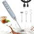 Nahida Cement Gray Milk Frother Wand for Coffee, Frother Handheld Rechargeable Electric Whisk with 3 Heads 3 Speeds Drink Mixer Coffee Frother Foa...