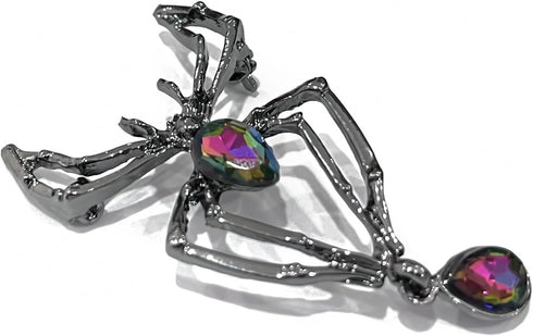 Creative Men Women Halloween Enamel Corsage Crystal Rhinestone Spider Shaped Brooch Pins (Black)...