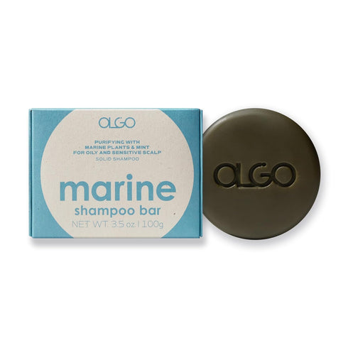 Marine Shampoo Bar 3.5 oz - Vegan certified solid shampoo bar for normal to oily scalp | pH balanced scalp with cooling from Kelp, Sea grapes, Cha...