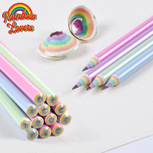 Eco-friendly Wood & Plastic Free Rainbow Recycled Paper #2 HB Pencils For School and Office Supplies, Pre-sharpened,12-Pack...