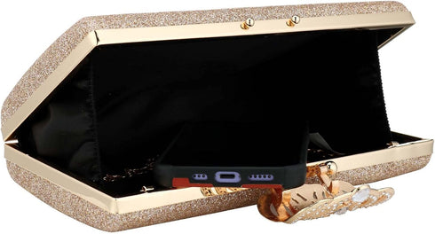 EROUGE Leather Sparkling Evening Clutch Purse Women Designer Handbag for Wedding Party...