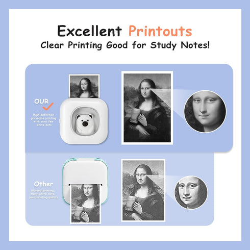 Sticker Printer- Mini Printer T02 Pro Portable Thermal Printer Sticker Maker Inkless Pocket Printer Bluetooth Photo Printer for Learning Assistanc...