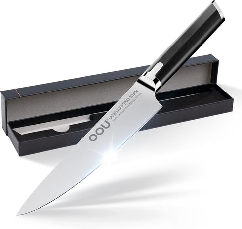 Professional Chef Knife 8 Inch Kitchen Knife, German High Carbon Stainless Steel Super Sharp Chef's Knife With Ergonomic Solid Wood Handle, Useful...