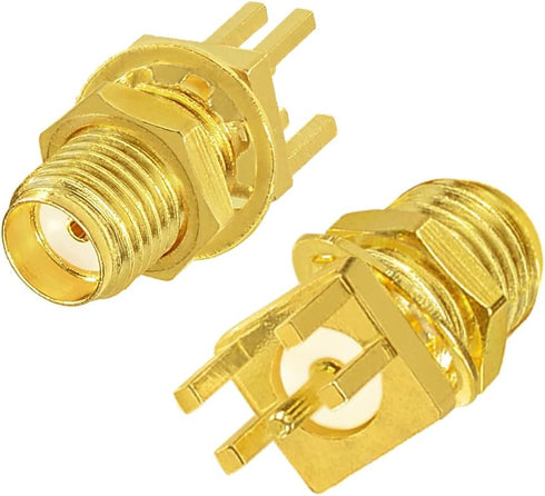 Superbat SMA Connectors SMA Female PCB Edge Mount Connector Solder RF Coaxial Adapter SMA Female Bulkhead Connector for 0.062 inch End Launch 10pc...