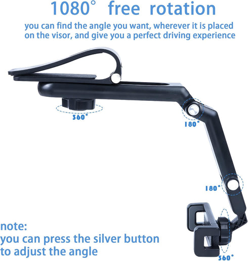 Cell Phone Holder for Car Mount Clip for Car Cellphone 360° Rearview Phone Holder for Car Sun Visor Perfectly for iPhone Pro, 15/14/13/12/XR/XS, S...