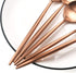 Copper Gold Flatware, Royal 5 Pieces Luxury Matte Finish 18/10 Stainless Steel Tableware Sets for 1 Including Forks Spoons Knives, Camping Silverw...