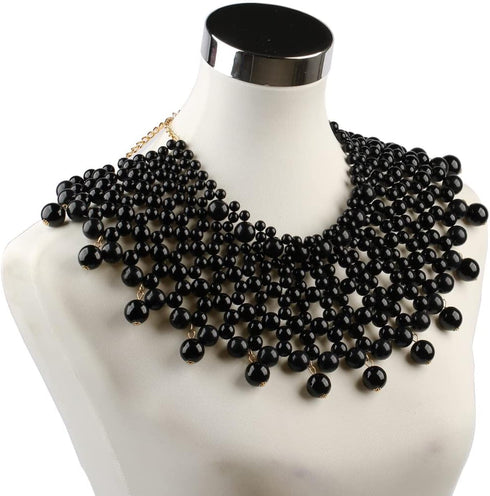 Big Chunky Ball Beaded Choker Collar Pendant Necklace for Women Handmade Chain Metal Statement Jewelry...