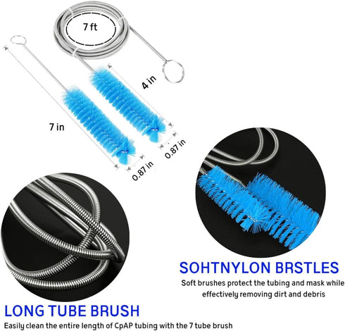 Eitonbu10 Pcs Cleaning Brush Suit,Long Deep Nylon Bottle Brush with Bendable Stainless Steel Flexible Handles for Bottles, Straws, Pipes, Wine Dec...
