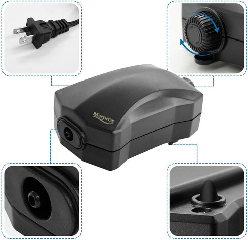Aquarium Air Pump,Marpros Air Pump for Fish Tank Air Bubbler 1 Outlet,Adjustable Air Bubbler for Fish Tank?Super Quiet Oxygen Pump for Aaquarium A...