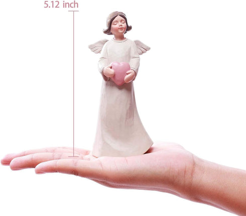 Angel Figurine Holding Heart – Sympathy Angel Statue for Women, Memorial Gift, Guardian Angel Decor, Resin Small Angel Figurines 5.12 Inch...