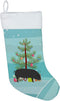 Caroline's Treasures BB9298CS Devon Large Black Pig Christmas Christmas Stocking, Teal Fireplace Hanging Stockings Christmas Season Party Decor Fa...